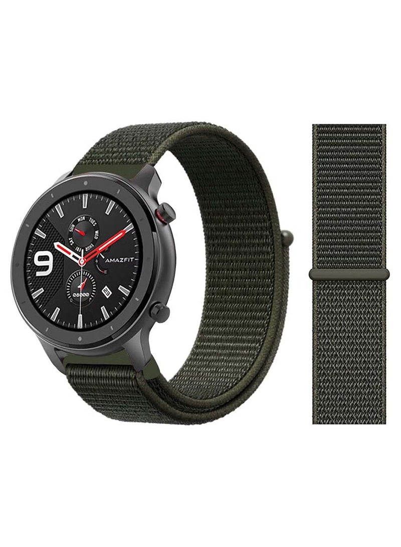 PROMASS Nylon Loop Replacement Band 22mm for Amazfit GTR 47mm Cargo Khaki