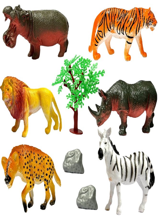 Amitasha 6 Pc Wild Animal Safari Action Figure Toys for Kids Realistic Jumbo Wild Zoo Animals Figurines Plastic African Jungle Animals Playset for Kids Toddlers - Image 1