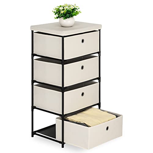HAITRAL Fabric Storage Chest, Drawer Clothes Organizer - 4 Drawers Storage Organizer Unit for Closet, Easy Assembly Closet Dresser for Dorm, Bedroom, Hallway, Storage Bins (White) - Image 2