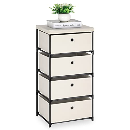 HAITRAL Fabric Storage Chest, Drawer Clothes Organizer - 4 Drawers Storage Organizer Unit for Closet, Easy Assembly Closet Dresser for Dorm, Bedroom, Hallway, Storage Bins (White) - Image 1