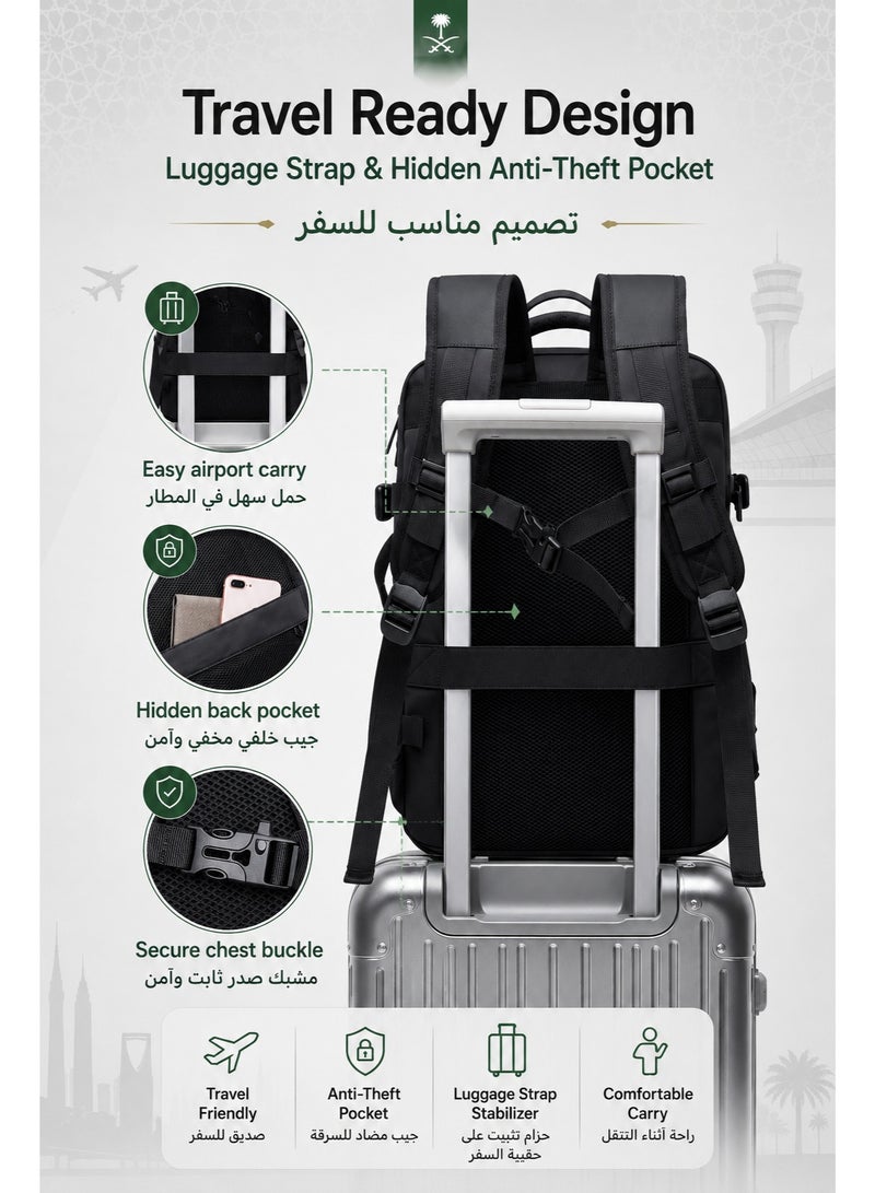 BANGE 17 Inch Laptop Backpack Expandable Waterproof Business Travel Backpack with USB Charging Port, Large Capacity Anti-Theft Computer Bag for Men Women, Padded Laptop Compartment - Image 5