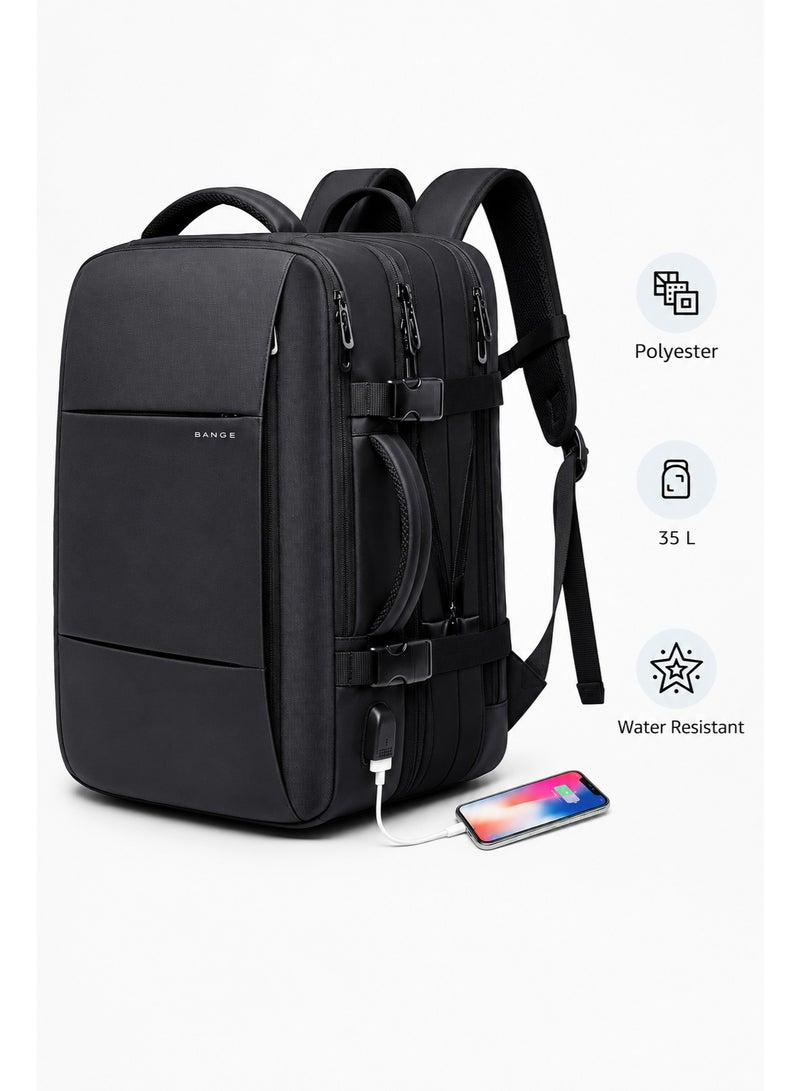 BANGE 17 Inch Laptop Backpack Expandable Waterproof Business Travel Backpack with USB Charging Port, Large Capacity Anti-Theft Computer Bag for Men Women, Padded Laptop Compartment - Image 1