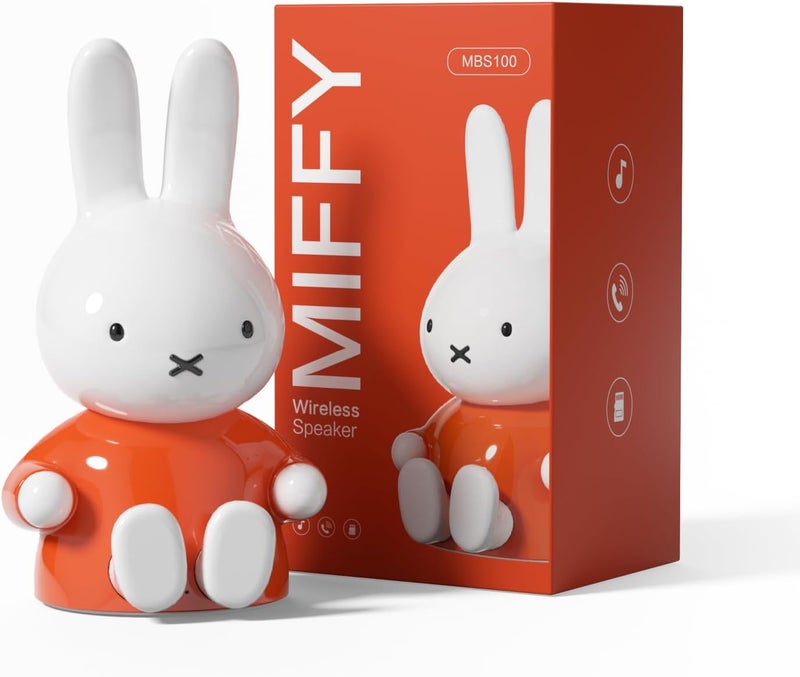MiPow Miffy Portable Bluetooth Speakers, Cute Portable Wireless Speakers with Loud Stereo Sound, Built-in Mic, TF-Card Slot, Dual Pairing,40H Playtime for Room, Desk Decor, for her (ORANGE) - Image 1