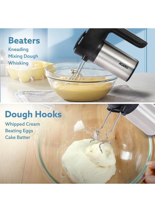 AGARO Elegant Hand Mixer, 300 Watts, Stainless Steel, 6 Interchangeable Speed Settings, Turbo Function, Interchangeable Beaters and Dough Hook Accessories for Mixing, Whisking, Beating, Kneading - Image 5