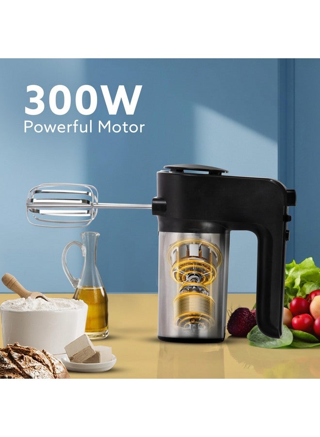 AGARO Elegant Hand Mixer, 300 Watts, Stainless Steel, 6 Interchangeable Speed Settings, Turbo Function, Interchangeable Beaters and Dough Hook Accessories for Mixing, Whisking, Beating, Kneading - Image 4