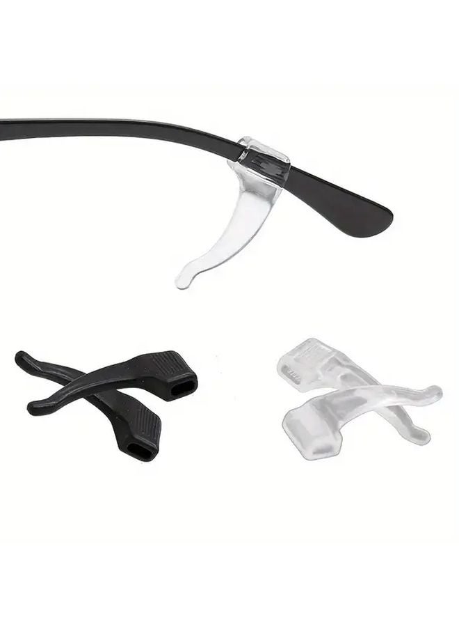 4 Pairs Anti Slip Glasses Ear Hooks 2 Black 2 Transparent Comfortable Elastic Frame Support - Image 2