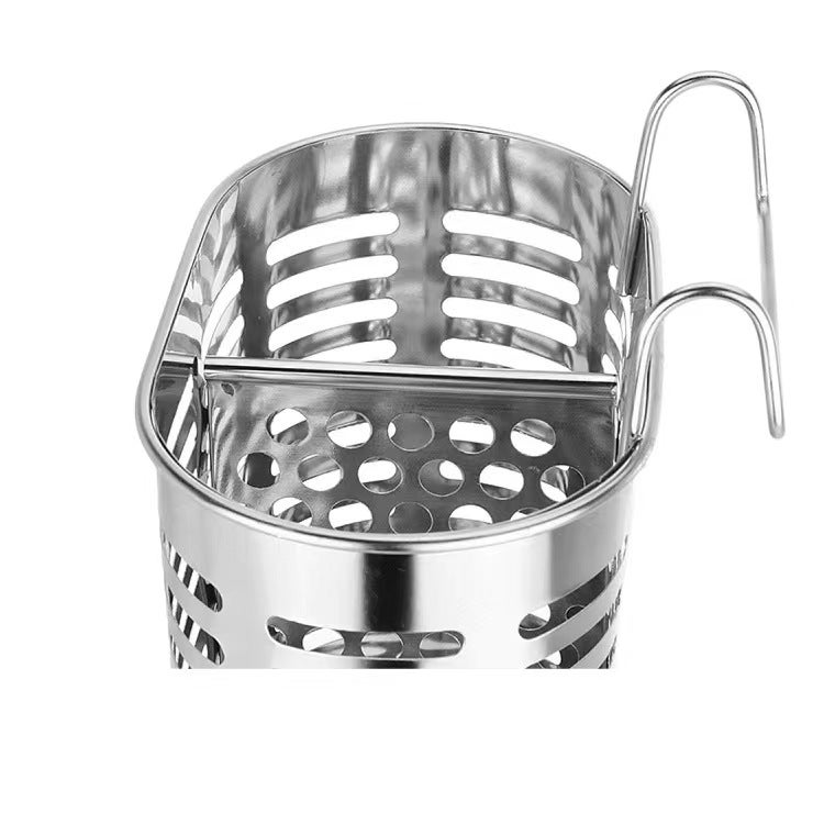 Stainless Steel Thickened Chopsticks Tube Spoon Fork Tableware Simple Storage Tube Kitchen Household Wall Hanging Drain Multifunctional Chopsticks Cage - Image 4
