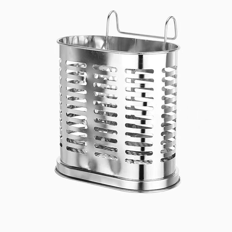 Stainless Steel Thickened Chopsticks Tube Spoon Fork Tableware Simple Storage Tube Kitchen Household Wall Hanging Drain Multifunctional Chopsticks Cage - Image 3