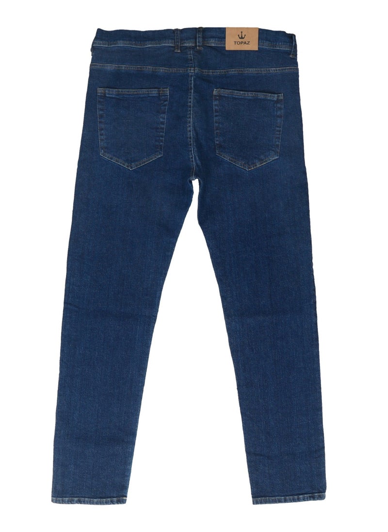 TOPAZ - Men's plain dark blue jeans - Image 1