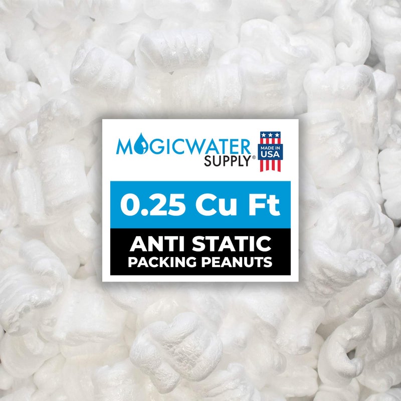 Magicwater Supply - .25 Cu Ft - White Packing Peanuts - Anti-Static S Shaped Cushion for Shipping, Void Filling & Storage - Protect Your Goods