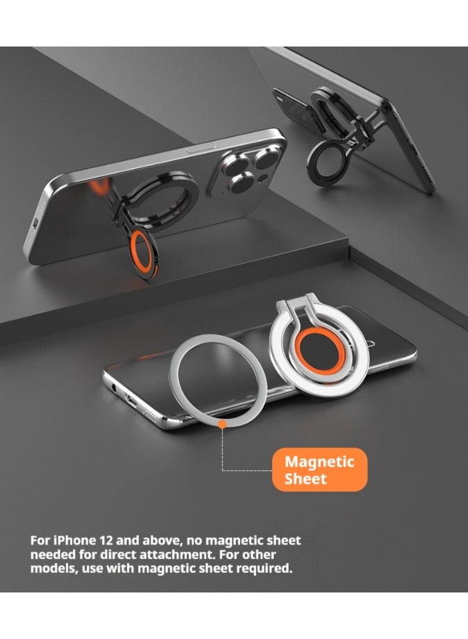 Magnetic mobile phone holder, metal lazy desktop holder, zinc alloy mobile phone ring buckle - Image 3