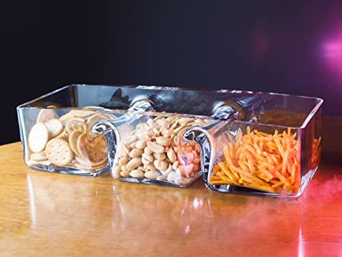 Barski Glass - Sectional - Relish - Divided -Dish - Tray - 3 Part - Rectangular - for Nuts, Chocolate, Fruit or Candies - 12" Long - Made in Europe - by Barski - Image 3