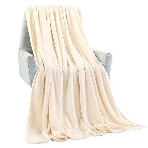 TASTHROW Large Flannel Fleece Throw Blanket, 50×70 Inch - Cozy Lightweight Thick Blanket - All Seasons Suitable for Women, Men and Kids (Creamwhite) - Image 2