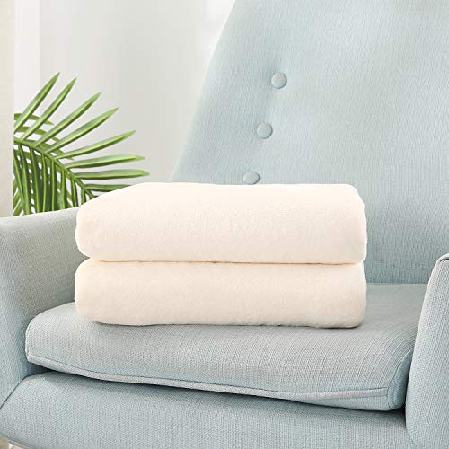 TASTHROW Large Flannel Fleece Throw Blanket, 50×70 Inch - Cozy Lightweight Thick Blanket - All Seasons Suitable for Women, Men and Kids (Creamwhite) - Image 5