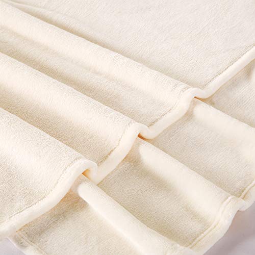 TASTHROW Large Flannel Fleece Throw Blanket, 50×70 Inch - Cozy Lightweight Thick Blanket - All Seasons Suitable for Women, Men and Kids (Creamwhite) - Image 4