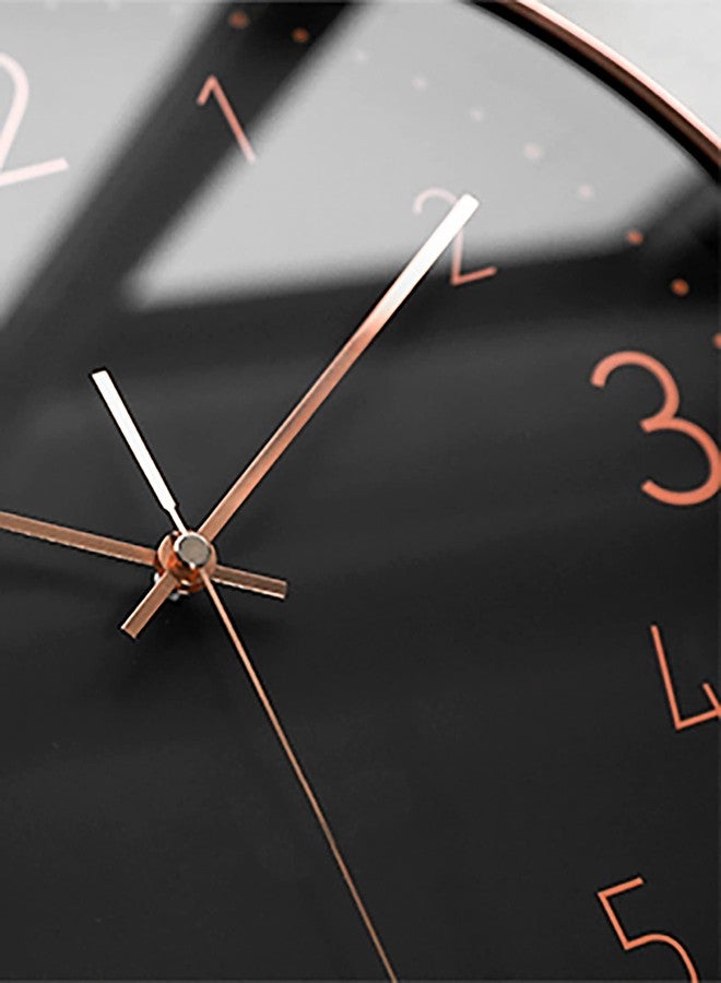 Stephanie Imports Modern Minimalist Rose Gold on Black Silent Wall Clock with Glass Top (Numerical Dial) - Image 3
