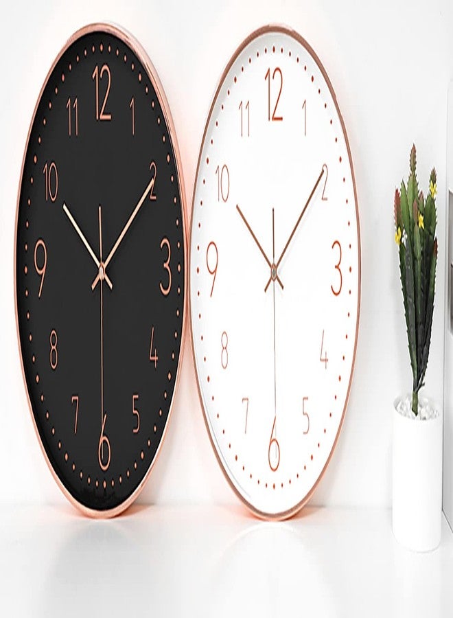 Stephanie Imports Modern Minimalist Rose Gold on Black Silent Wall Clock with Glass Top (Numerical Dial) - Image 4