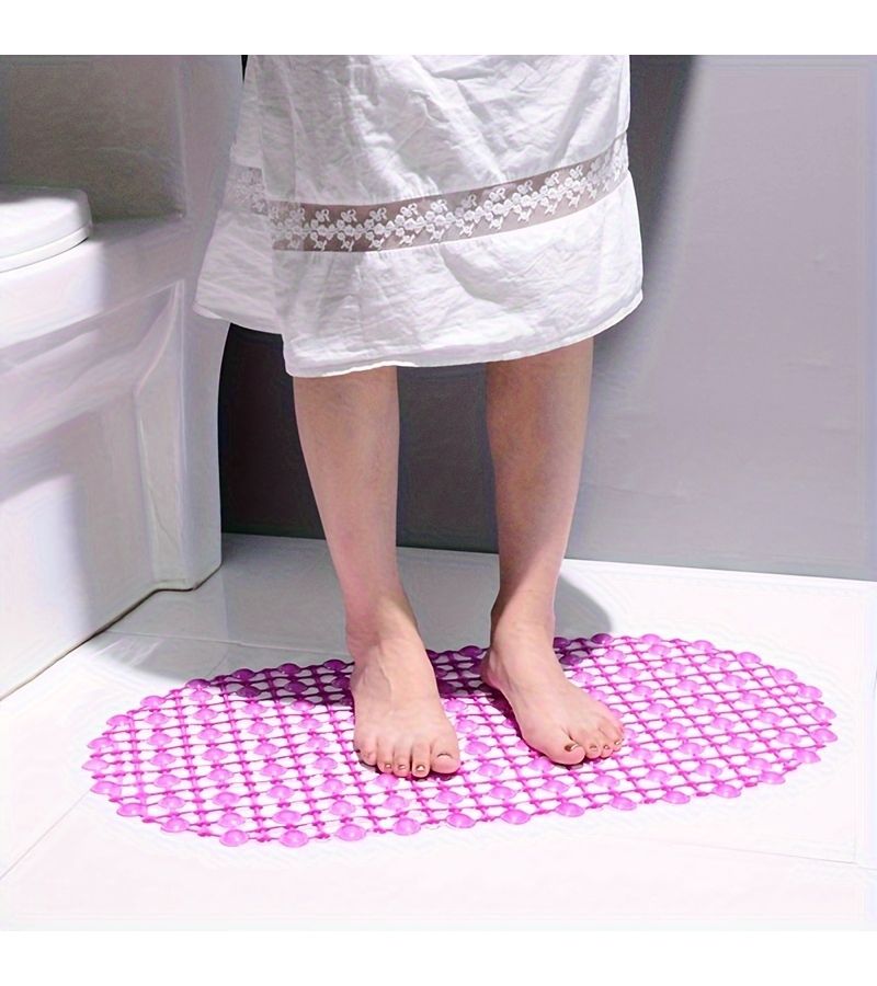 Green PVC Non Slip Bathroom Shower Floor Mat With Suction Cup - Image 1