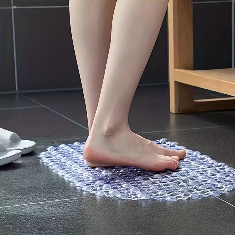 Green PVC Non Slip Bathroom Shower Floor Mat With Suction Cup - Image 4