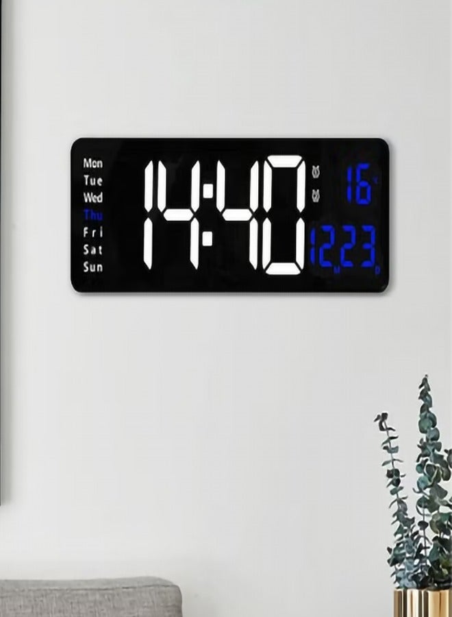 كوينز ساعة حائط رقمية كبيرة مع منبه LED، تحكم عن بُعد، ومعدل سطوع تلقائي للمنزل والمكتب - Image 2