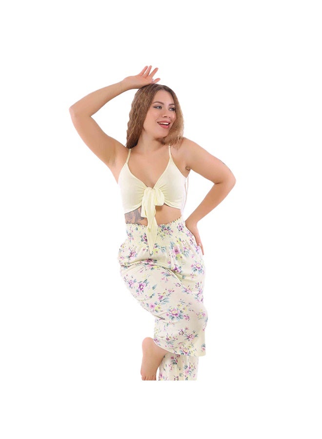Dadoush Women's Bermuda Floral Pattern Pajamas - Women's Summer Pajama Set with Elastic Back Blouse  - Image 1