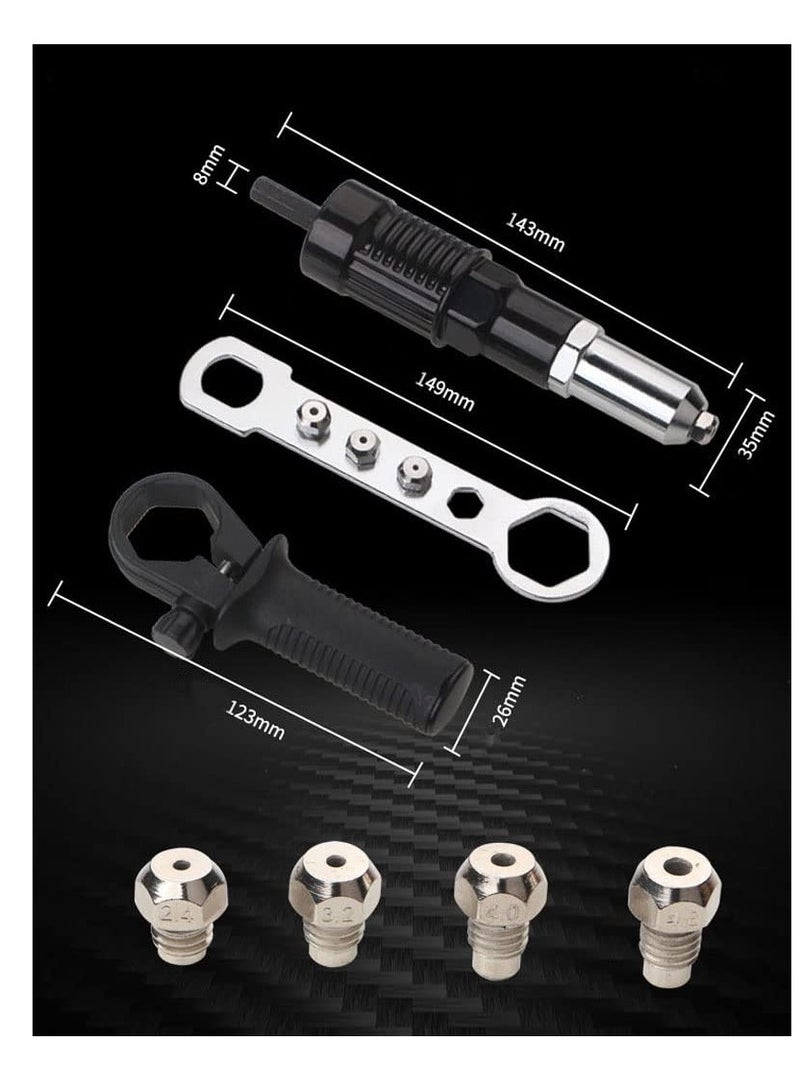 Professional Rivet Gun Adapter Kit with Handle Grip for Cordless Screwdrivers and Drills, Versatile Riveting Hand Tool  - Image 3