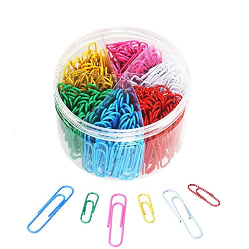 OUHL Paper Clips, OUHL 450 Pieces Colored Paperclips, Medium 28mm and Jumbo Sizes 50mm, 6 Assorted Colors Office Clips for School Personal Document Organizing Professional Work - Image 1