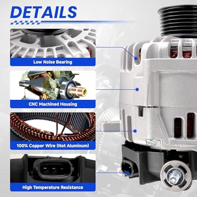 TSSLIIN High Output Alternator for-Nissan Armada Frontier NV1500 NV2500 NV3500 Pathfinder Titan Xterra for-Infiniti QX56 for-Suzuki Equator 12V 130A 7-Groove Pulley 23100-ZH00A 2606353A 31400-82Z10 - Image 5