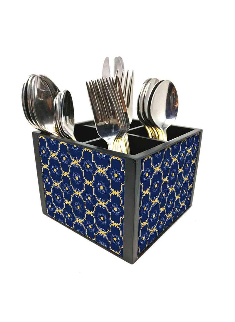 Nutcase Nutcase Designer Cutlery Stand Holder Silverware CaddySpoons Forks Knives Organizer for Dining Table kitchen W575 x H 425 x L55 Spanish Pattern  - Image 1