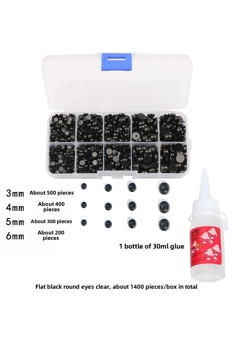 null - Acrylic Flat-Back Panda Eyes Nose DIY Doll Beads Diameter 3/4/5/6mm total about 1400 boxes + glue - Image 1