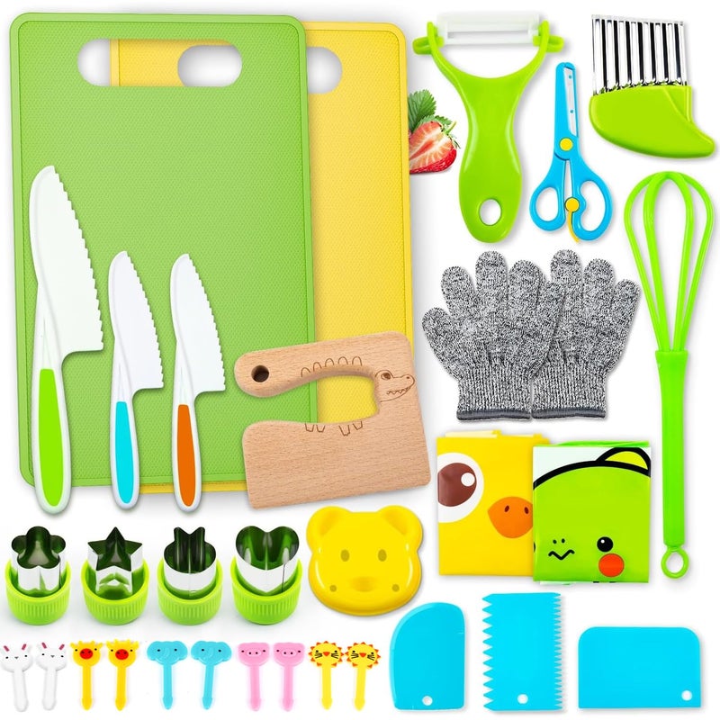 Labeol 32 PCS Montessori Kitchen Tools Toys for Toddlers Kids Cooking Sets Real Kids Safe Kitchen Knife Set for Real Cooking Educational Gift for Boys Girls - Image 3