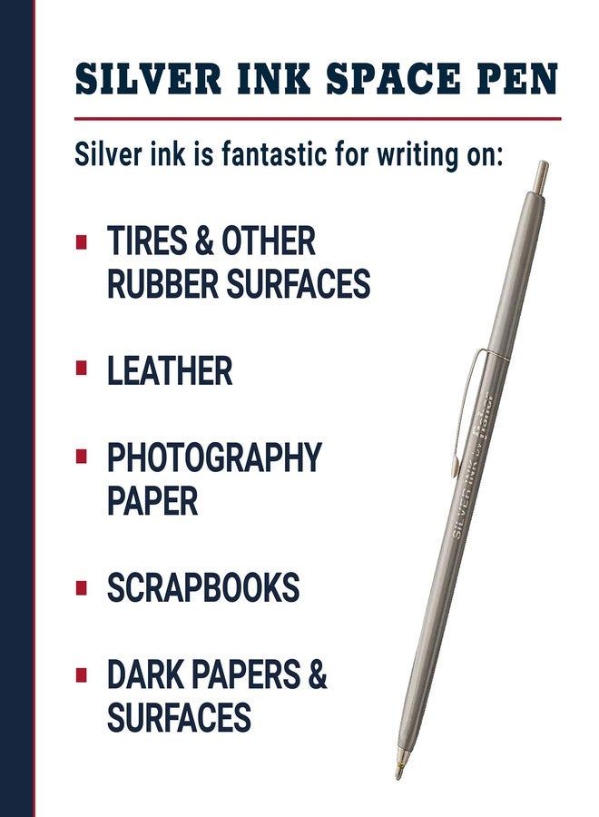 Fisher Space Pen Silver Ink Space Pen, Pressurized Ballpoint Pen, Writes Upside Down and in Extreme Temperatures, Silver Metallic Ink, Bold Point, Made in the USA, 2 Pack - Image 2
