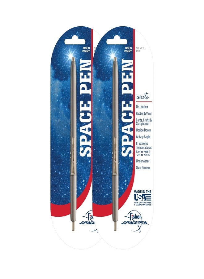 Fisher Space Pen Silver Ink Space Pen, Pressurized Ballpoint Pen, Writes Upside Down and in Extreme Temperatures, Silver Metallic Ink, Bold Point, Made in the USA, 2 Pack - Image 1