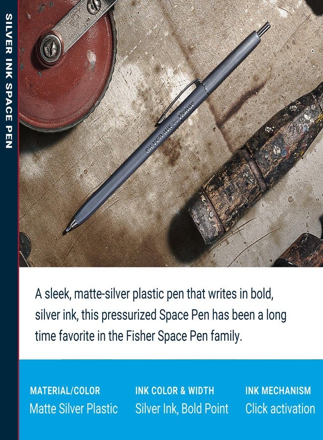 Fisher Space Pen Silver Ink Space Pen, Pressurized Ballpoint Pen, Writes Upside Down and in Extreme Temperatures, Silver Metallic Ink, Bold Point, Made in the USA, 2 Pack - Image 3