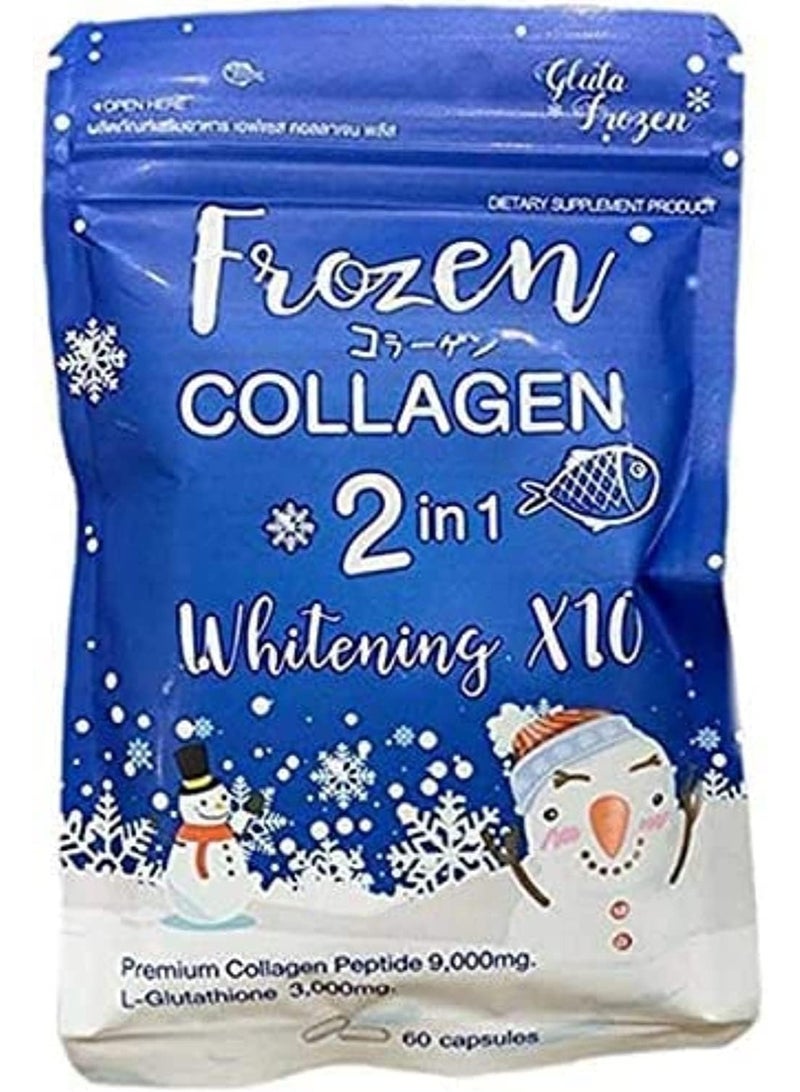 Frozen Collagen 2 in 1 Whitening X10 – Premium Collagen Peptide & Glutathione – 60 Capsules - Image 1