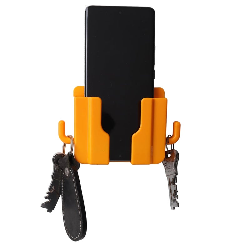 WALLVIEW TECH ?ABS Wall Mount & Table Top Phone Holder Mobile Charging Stand With 2 Hook Phone Holder For Bedroom Kitchen Shelves Bathroom Office (Multicolour Color,Pack Of 4) - Image 2