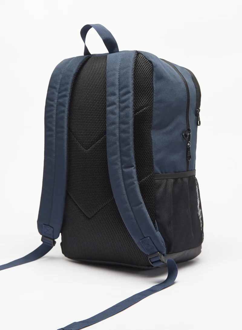 Kappa Logo Print Backpack with Adjustable Handles and Zip Closure
