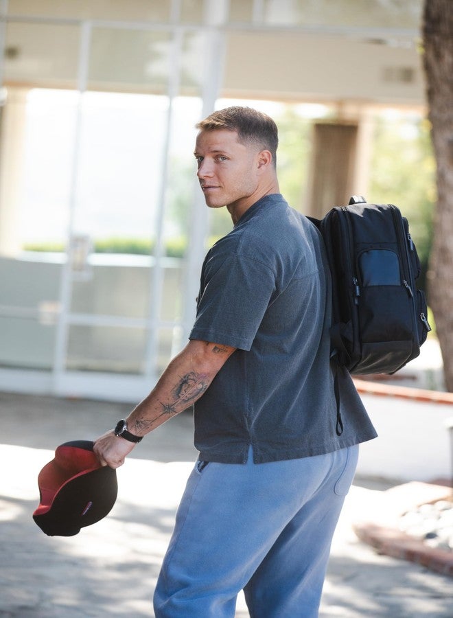 Brookstone x Christian McCaffrey Neck Travel Pillow - Lightweight U-Shaped Stuffable Memory Foam Travel Neck Pillow for Car, Airplane Travels and Sleep, Black - Image 5