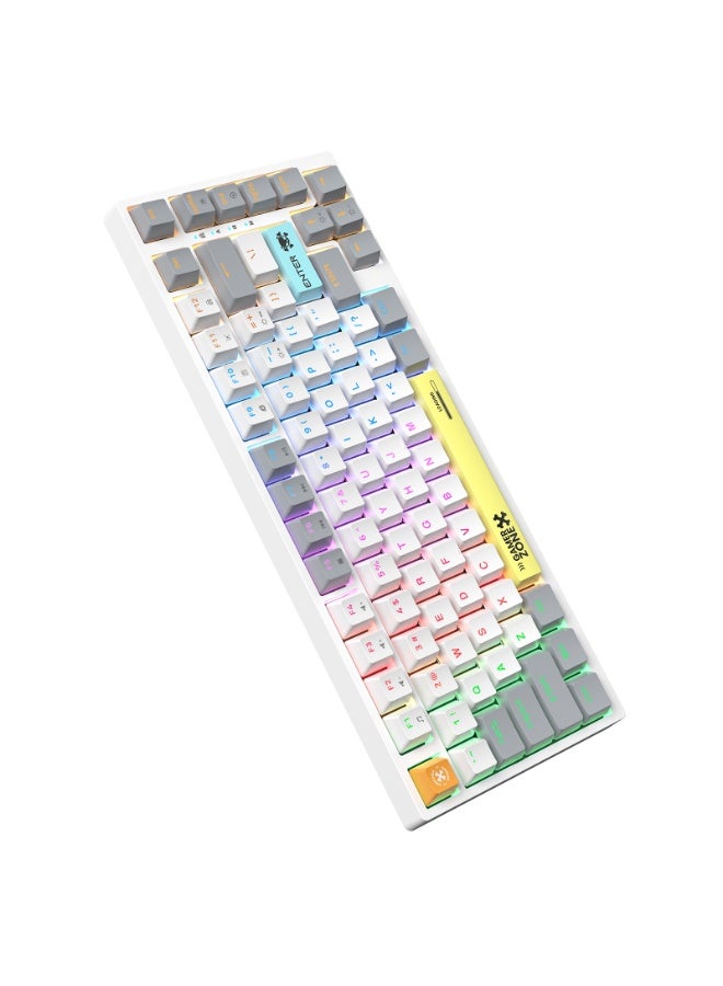 onikuma 82 Keys Tan Switch Mechanical Gaming Keyboard 75% Mini Wired Waterproof Backlit Silent White RGB Color Suitable for PC/Ps4/Xbox Gamers - Image 5