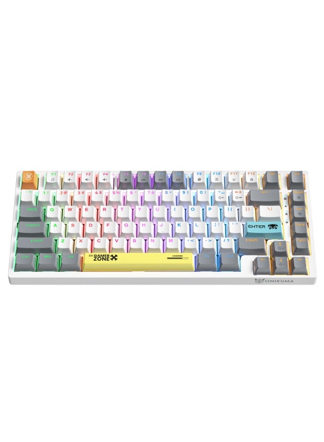 onikuma 82 Keys Tan Switch Mechanical Gaming Keyboard 75% Mini Wired Waterproof Backlit Silent White RGB Color Suitable for PC/Ps4/Xbox Gamers - Image 1