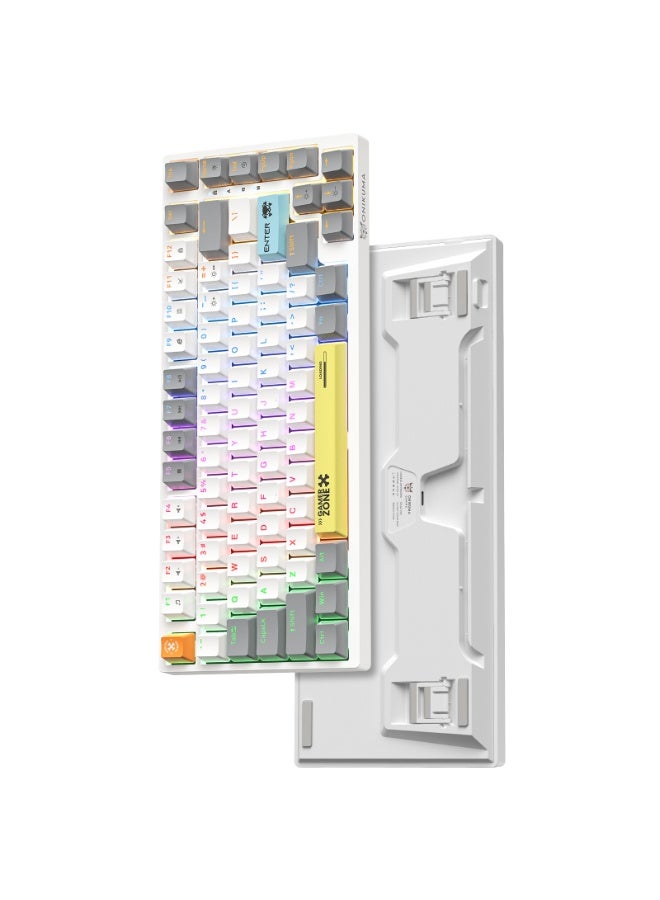 onikuma 82 Keys Tan Switch Mechanical Gaming Keyboard 75% Mini Wired Waterproof Backlit Silent White RGB Color Suitable for PC/Ps4/Xbox Gamers - Image 4