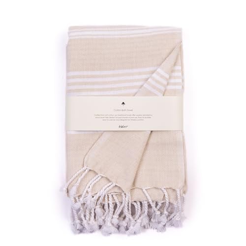 HABER Bath Towel Cotton, Ultra Soft & Highly Absorbent, Quick Dry Lightweight Luxury Towel for Bathroom, Spa & Travel-Beige (Pack of 1, Large Size 76x 152cm, Summer Friendly, Fast Drying) - Image 1