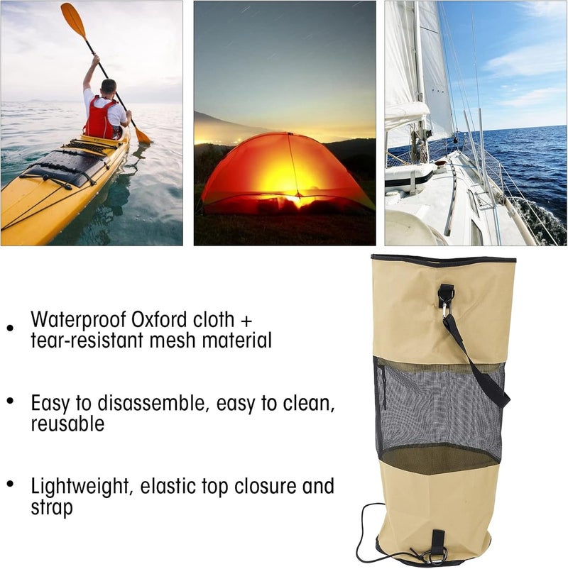 Boat Trash Bag, Reusable Oxford Cloth Mesh Boat Trash Can, Portable Garbage Container with Buckle Strap for Outdoor Camping, Kayaking, Travel - Image 4
