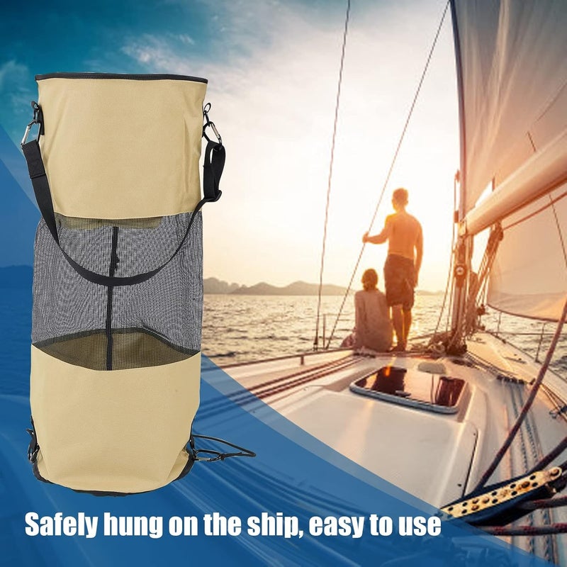 Boat Trash Bag, Reusable Oxford Cloth Mesh Boat Trash Can, Portable Garbage Container with Buckle Strap for Outdoor Camping, Kayaking, Travel - Image 3