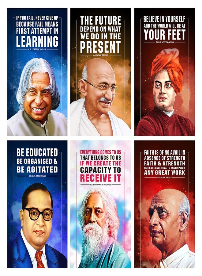 Baasc - Inspirational Quote Poster | Br Ambedkar | Swami Vivekananda | Apj Abdul Kalam | Sardar Patel | Rabindranath Tagore | Mahatma Gandhi | Pack Of 6 (Size : 12 X 18 Inch) - Paper - Image 1