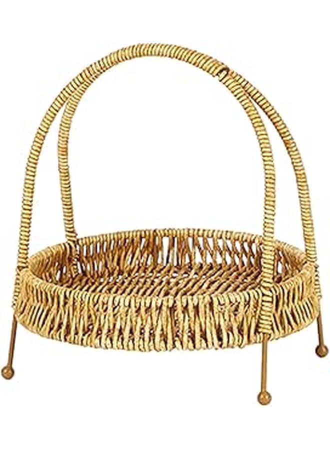 Natural Rattan Bread Basket Kitchen Countertop Storage Organizer Serving Tray - Image 1