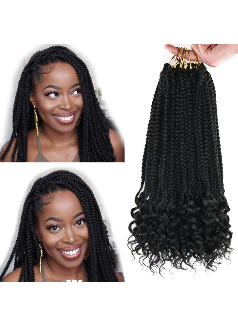 ROSESSEA - Crochet Box Braids Crochet Hair 144 Rootspack Black Crochet Braids With Curly Ends Crochet Braids Hair for Women 14Inch Crochet Box Braids Pre Looped 24 Strandspcs Braiding Hair Extensions - Image 1