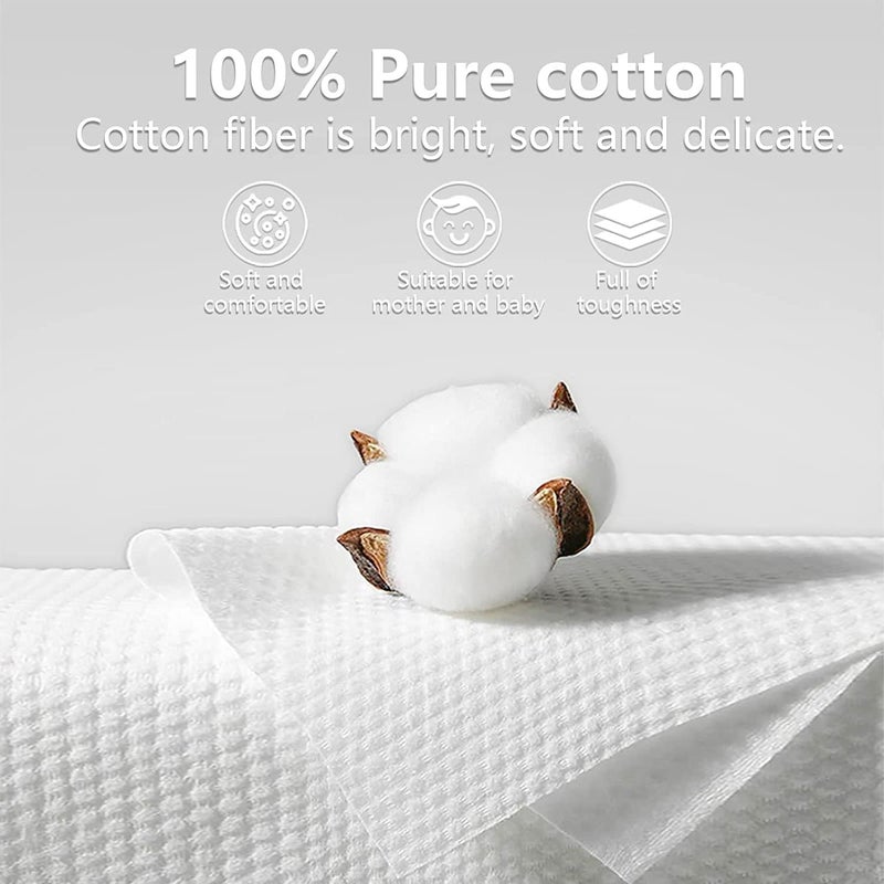Disposable Cotton Facial Towels: 100% Natural Lint-Free Double-Sided Thickened - Ultra-Soft Skin-Friendly Dry & Wet Use Wipes for Sensitive Skin, Baby Care, Kitchen & Daily Cleansing - Image 3