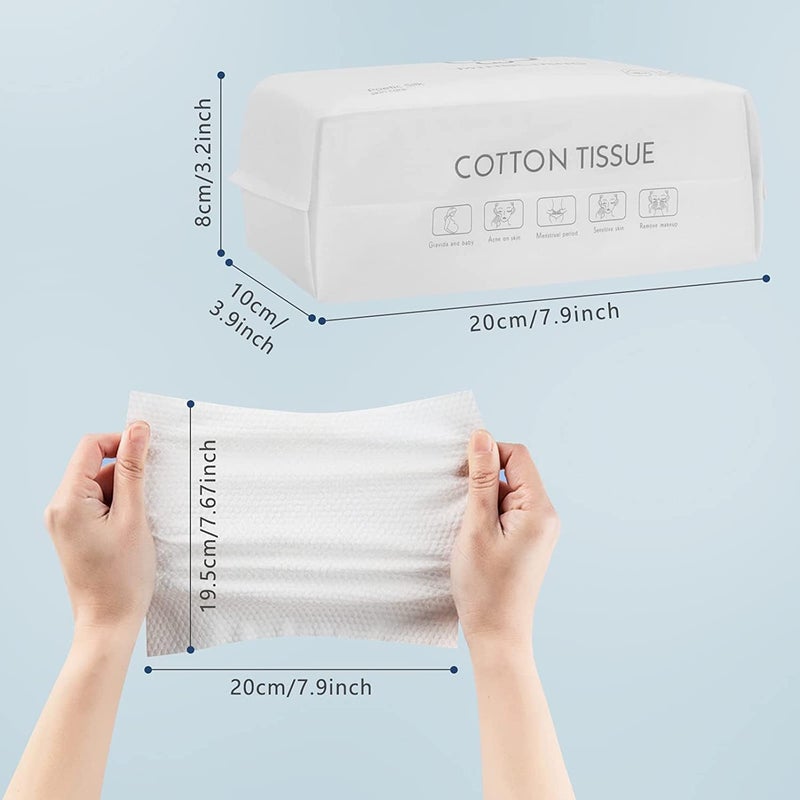 Disposable Cotton Facial Towels: 100% Natural Lint-Free Double-Sided Thickened - Ultra-Soft Skin-Friendly Dry & Wet Use Wipes for Sensitive Skin, Baby Care, Kitchen & Daily Cleansing - Image 5