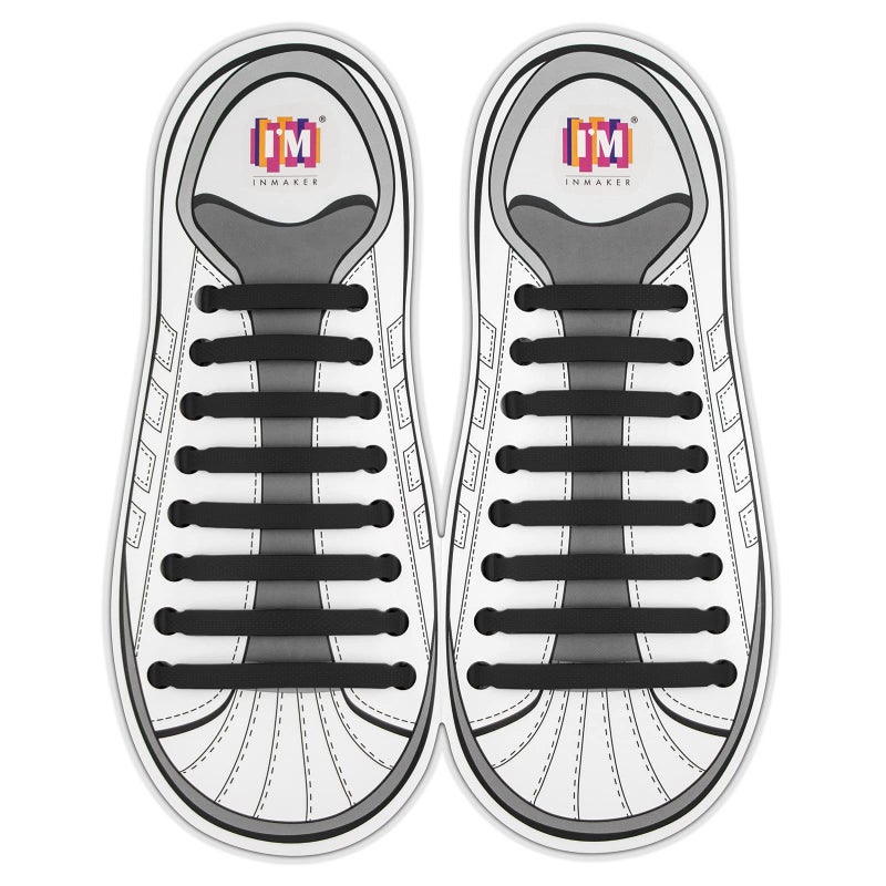 INMAKER No Tie Shoe Laces for Adults and Kids, Elastic Shoelaces for Sneakers, Rubber Silicone Tieless Laces - Image 1